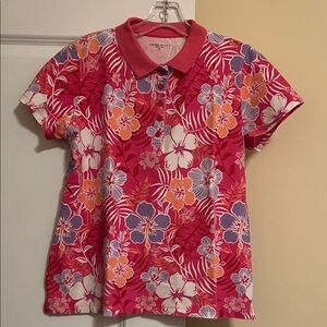 Laura Scott Pink and Orange Polo Shirt